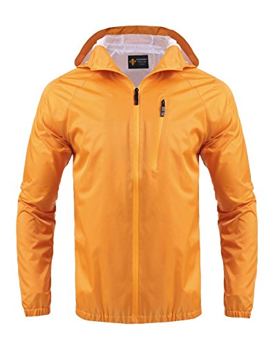 Regenjacke Herren Windbreaker Zipper bergangsjacke Wasserdicht Atmungsaktiv Outdoor jacke Kapuzenjacke Funktionsjacke Orange L 40