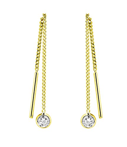 Preisvergleich Produktbild Amor Damen-Ohrhänger Durchzieher 56 mm 333 Gelbgold Zirkonia weiß