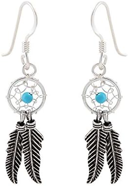 BAGEHAN Dream Catcher Earrings Female Unique Wild Silver Tassel Earrings Long Pendants Ethnic Wind Retro Earrings,A