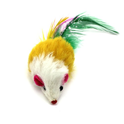MMRM Furry Mäuseratten mit Feder-Endstück-Haustier-Katze jagt Spielzeug 2-Mengen