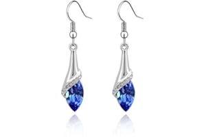 KLARITTA Amazing Silver & Royal Blue Angel Eye Tear Drop Dangle Earrings E504