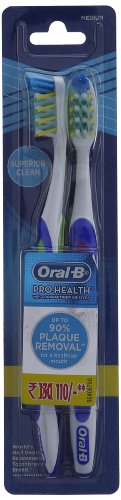 Oral-B CrossAction Pro-Health Superior Clean Toothbrush - 2 Units, Medium (Colors May Vary) RS.100 (17.00% Off) - Amazon