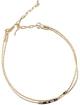 KELITCH Armband Gold Gefüllt Verfeinerung Kette Link Fein Doppelt Einstellbar Armbänder mit Rocailles Perlen