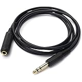 TISINO 6.35mm TRS Headphone Extension Cable, Gold Plated 1/4 Inch Stereo Jack Male to Female Extension Cord Lead - 6 Feet