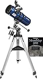 telescopio orion La montura EQ-1 incluida hace que sea fácil centrar la visión en objetos en movimientos, con controles manuales a cámara lenta.