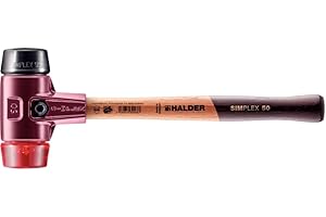 ‎HALDER Simplex Schonhammer, Gummikomposition / Plastik; mit Tempergussgehäuse und hochwertigem Holzstiel | D=50 mm | 3026.050