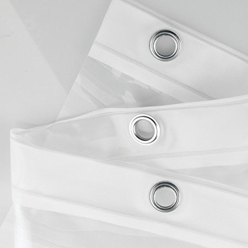 mDesign PVC-freier Duschvorhang aus PEVA – wasserabweisender Badewannenvorhang Ripples mit 12 rostfreien Metallösen – 180 x 180 cm – Frost - 5