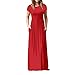 Produktbild Lose Kurzarm Partykleid Goosuny Damen Rundhals High Waist Maxikleider Casual Einfarbig Bodenlänge Taschen Kleider Frauen Lässig Lange Sommerkleider Elegante Abendkleider(Rot,XL)