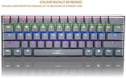 Bluetooth Mechanical Keyboard, LinDon-Tech Mini Backlit Keyboard, Bluetooth 3.0/USB Cable Wire, Blue Switches with Audible Clicky Sound, 61 Keys for iPad Pro iPad Air iPad mini Samsung Tablet pc Laptop,US-layout(QWERTY) - White