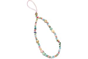 SCJJZ handykette,handy umhängetasche,handyband,handschlaufe kamera,handyanhänger,1 stück Handgemachte Kurze Rosa Kristall Perle Frauen Telefon Fall Lanyard Kette Lanyard