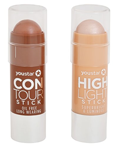 youstar – PERFECT SHAPES CONTOURING DUO, 1 Contour Stick, 1 Highlighter Stick, Strobing, Gesicht kon - 2