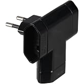 Simon &ndash; Adapter 3 Outlets Extra Flat 10A (250V, 2500W), Multiple Compact Plug for Small Spaces, Black
