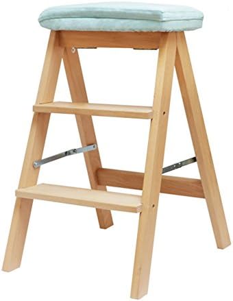 PENGYIZI HAIPENG Folding Ladder Stool Step Solid Wood Foldable Dual Use Kitchen Climb High Indoor Movement 3 Steps 9 Colors High 64CM (Color : 8#)