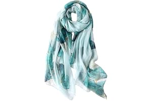 STORY OF SHANGHAI Sciarpa di 100% Seta da Donna Foulard Chiffon con Fantasie Orientale Semi-Trasparente