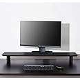 carpentray Wooden Computer Long Monitor Stand, Monitor Riser Desk Shelf Desktop Legs Stand TV Laptop Riser with Keyboard Storage Desk (Walnut (100cm, Full Black)