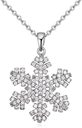 Crystals from Swarovski White Snowflake Pendant Necklace 18 ct White Gold Plated for Women 18"