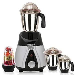 Rotomix BTRBEP21 1000Watts Mixer Juicer Grinder with 4 Jars (1 Large Bullets Jar, 1 Liquid Blending Jar, 1 Dry Grinding Jar and 1 Chutney Jar) - Black