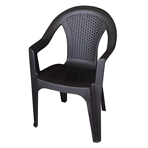 Garten Stapelstuhl Rattan Look Gartenstuhl Gartensessel Kunststoff Schwarz Terrassenmbel Balkonmbel