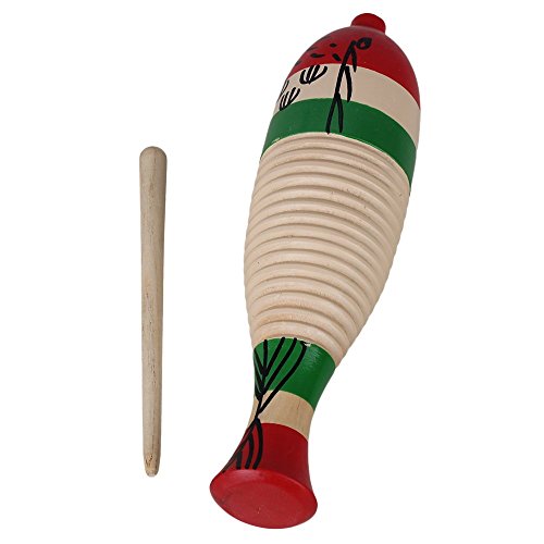 Yibuy 21 x 5 cm Wooden Fish-Shaped Guiro Musical Fish Guiro for Children Learning