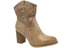 SENZA MARCA Fashion Moda Stivali Stivaletti Donna Caviglia Anfibi Primaverili Estivi Traforato Biker New Tronchetto Nero Beige Nuovi Estate Tacco Comodi G633