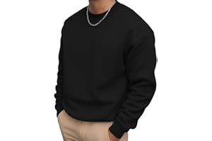 PrinStory Sweatshirt For Men Uk Cotton Round Neck Jumper Warm Long Sleeve Pullover Sweater With Ribbed Hem