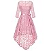 Produktbild Muamaly Spitze Kleid Damen Vintage Ärmellose Formale Damen Hochzeit Brautjungfer Spitze Langes Kleid Kurzarm Lose T-Shirtkleid Casual Tops(Rosa)