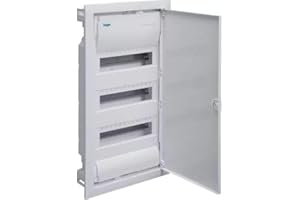 HAGER Caja empotrable golf serie VU, 3 filas, 36M, con puerta opaca blanca