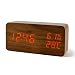 Produktbild FIBISONIC LED Digital Uhr Wecker Beleuchtung mit Datum und Temperatur Anzeige Nachtlicht Braun Rot