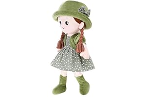Qchomee Poupée de Chiffon Fille Mignonne Jouet en Peluche Bébé Douce Poupée Ornement Maison Mini-Princesse Chapeau et Vêtements Détachables Cadeau de Naissance Anniversaire Valentin Noël-35CM