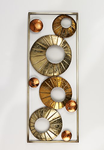 Wanddekoration Wandbild Wandschmuck Wandhänger Wanddeko aus Metall silber gold kupfer mit Metallrahmen - 2
