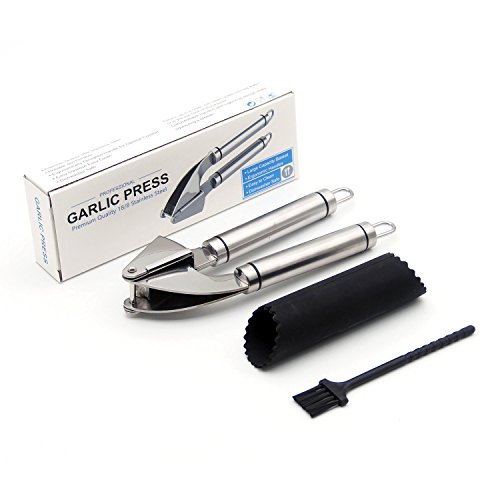SIEGES Knoblauchpresse mit Silikon Knoblauchschäler Ingwerpresse sowie Nussknacker Garlic Press Praktische Küchenhelfer für Hausfrau Koch - 8