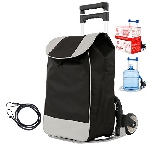 Fkdebag Carrito de Compras Carrito de la Compra Carro Grande Plegable Portátil Aleación de Aluminio Varilla de Compras casa Móvil Carga 70 kg con Azul Negro 40L Paquete (Color : A)