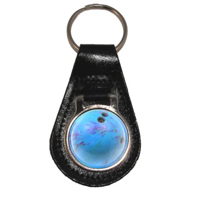 Preisvergleich Produktbild Schlüsselanhänger aus leder mit Blau Bowling Ball Design