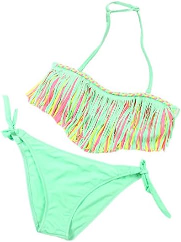 LILICAT Baby Baby Girls Swimsuit Bikini Set❤️❤️ 1Set Baby Girls Summer Swimwear Tassel Kids Split Green Nylon Swimwear Beach Wear (Green, 3-4 Years Old)