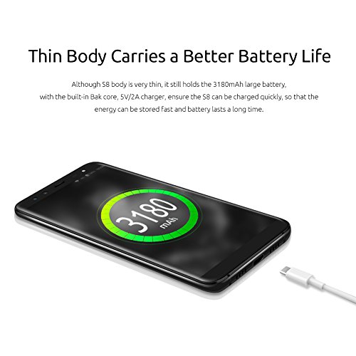 Blackview S8 Smartphone 4G-Schermo 5,7â€HD 18:9 -Quad-Core - 4GB RAM + 64GB ROM- 4Â  Fotocamere SONY 13MP+13MP-3180mAh con Dual SIM-Nero