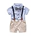 Produktbild Trada Kinder Baby Jungen Sommer Gentleman Bowtie Kurzarm Shirt + Hosenträger Shorts Set Kleinkind Bowknot Langarm Hemd + Hose Ausstattung Shirt Suspender Pants Outfit (70, Blau)
