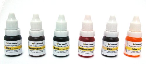 Bee Beautiful 6 X 10ml Cosmetic Colours Blue, Cranberry Red, Green, Sunshine Orange, Pink and Yellow