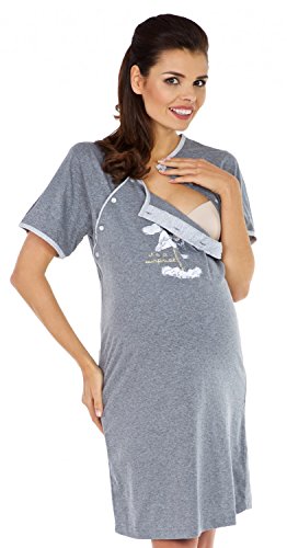 Zeta Ville Maternity - Women's Nursing Nightdress Robe Set Labour Hospital 126c (Graphite, UK 14)