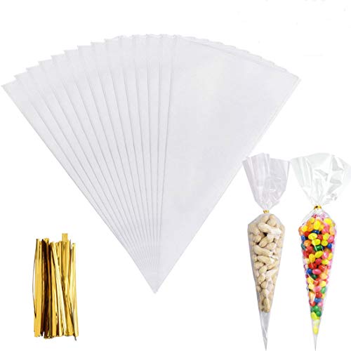 Gudotra 200 pièces Sachet à Bonbon OPP Plastique pour Stockage de Nourriture comme Chocolat Gâteau Biscuit Bonbon Friandise Anniversaire Noël Mariage