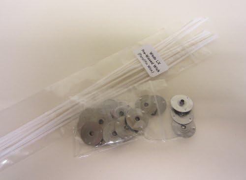 WHICKSNWHACKS ® 10 x 240mm Long LX14 (65mm) Pre Waxed (Paraffin) Candle Making Wick + 25 sustainers.