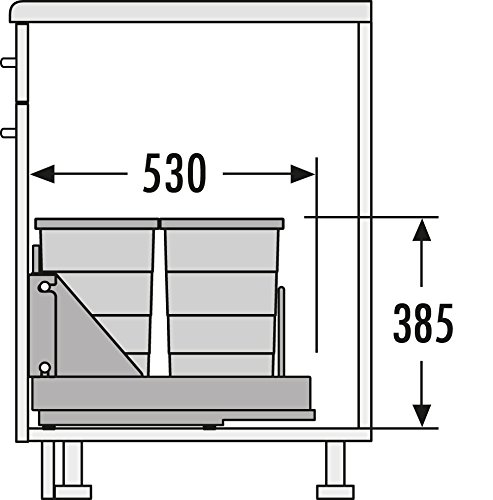 Hailo Abfallsammler Auszug TB Bottom-Mount 2fach Abfallsammler mit 2 Deckel und Müllbeutel für 40 cm Unterschrank (TB Slide 40.2/48) - 4