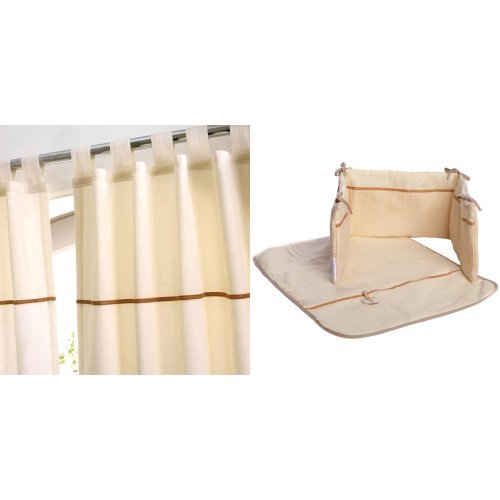 Izziwotnot Gift Cream Tab Top Curtain and Gift Cream 2 piece Crib Set