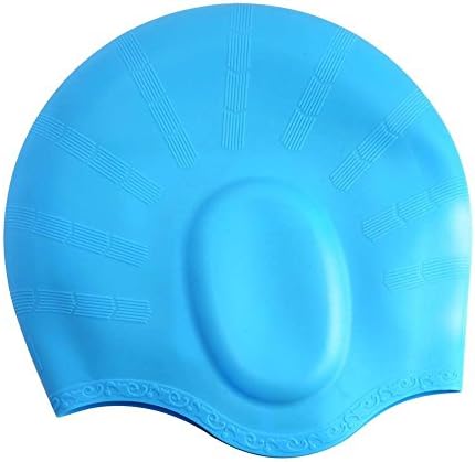 Non-toxic tasteless durable High elasticity Waterproof Dry hair Oversized Silicone swimming cap Unisex children Adult Curly hair Long hair (Light blue)