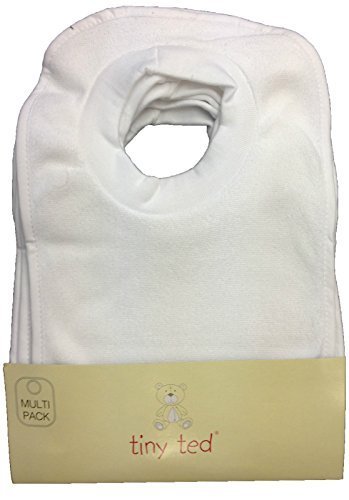 7 Pack Popover Baby Bib Bibs White Soft Towelling Unisex Multi Pack
