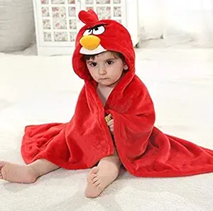 MK Lommtex Soft Hooded Baby Bath Robe Towel for Childs /Baby Girls / Baby Boys Upto 2 Years (Red Angry Birds)