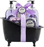 BRUBAKER Cosmetics - Coffret de bain - Lavande/Vanille - 8 Pièces - Baignoire décorative - Noir/Violet - Idée cadeau