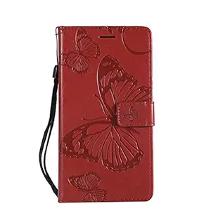 Teletel Diva Series Butterfly Embossing Pu Leather Flip Wallet Case Cover with Card Holder | Magnetic Closure (Red) for Samsung Galaxy A71