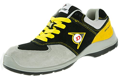Dunlop Flying Arrow | Zapatos de Seguridad | Calzado de Trabajo S3 | con Puntera | Ligero y Transpirable | Nero/Grigio/Giallo | Talla 43