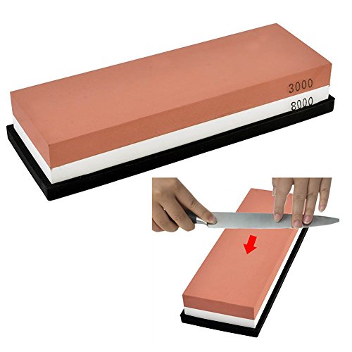 Itian Whetstone, 3000/8000 Grit Kombination Korund Whetstone Messer Wetzstein, Beidseitig mit Anti-Rutsch-Silikon-Halter