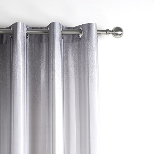 GWELL Elegant Luxus Baumblatt Druck Vorhang Blickdicht Schal mit Ösen TOP QUALITÄT Gardine für Wohnzimmer Schlafzimmer silber 1er-Pack - 2